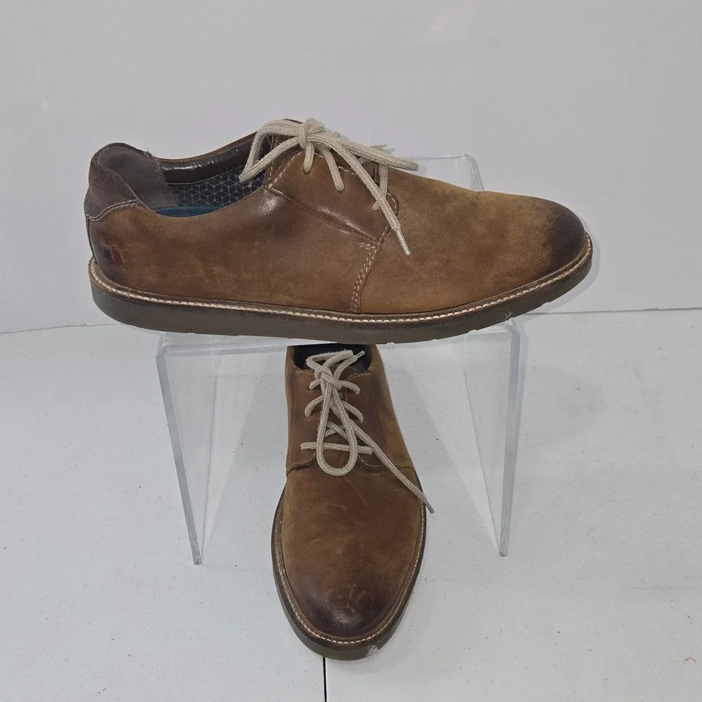Clarks Collection Mens 8.5 M Brown Leather Lace Up Derby Shoes 26138377675